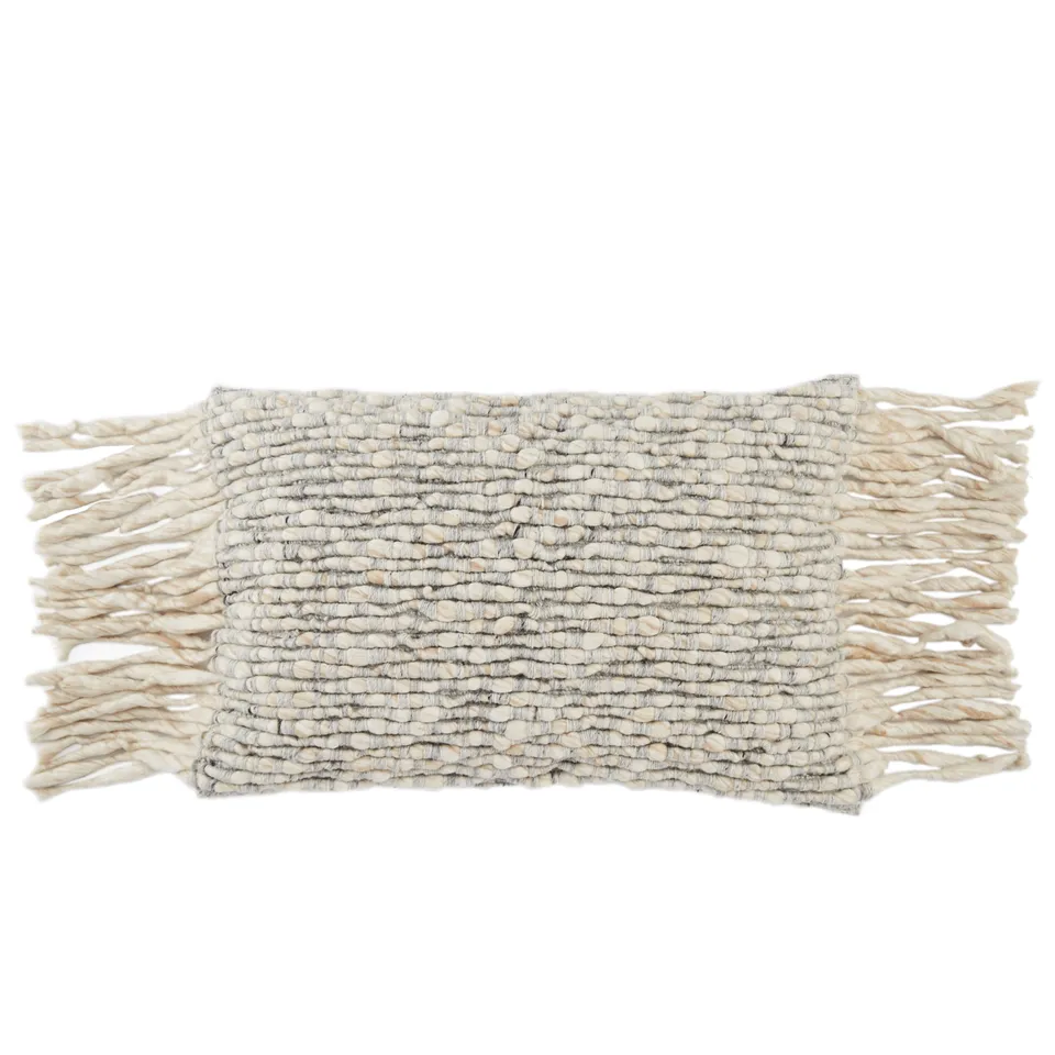 Cilo Textured Cream/ Light Gray Pillow Cover (16"X24" Lumbar)