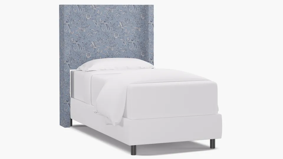 Modern Wingback Headboard, Blue Aviary, Twin
