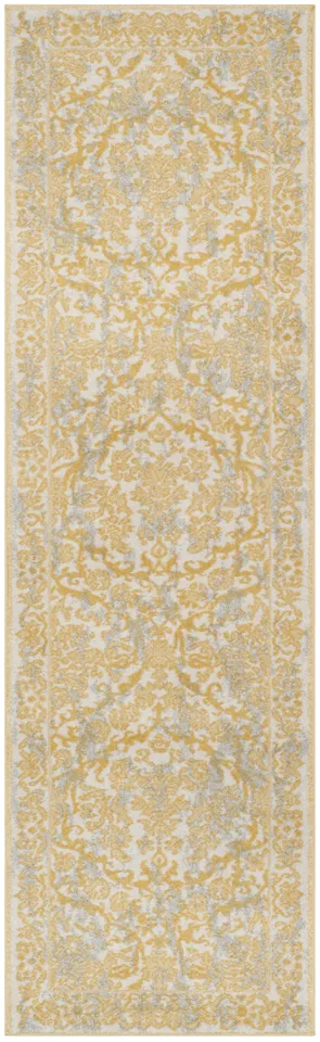 Arlo Home Woven Area Rug, EVK242S, Ivory/Gold,  2' 2" X 7'