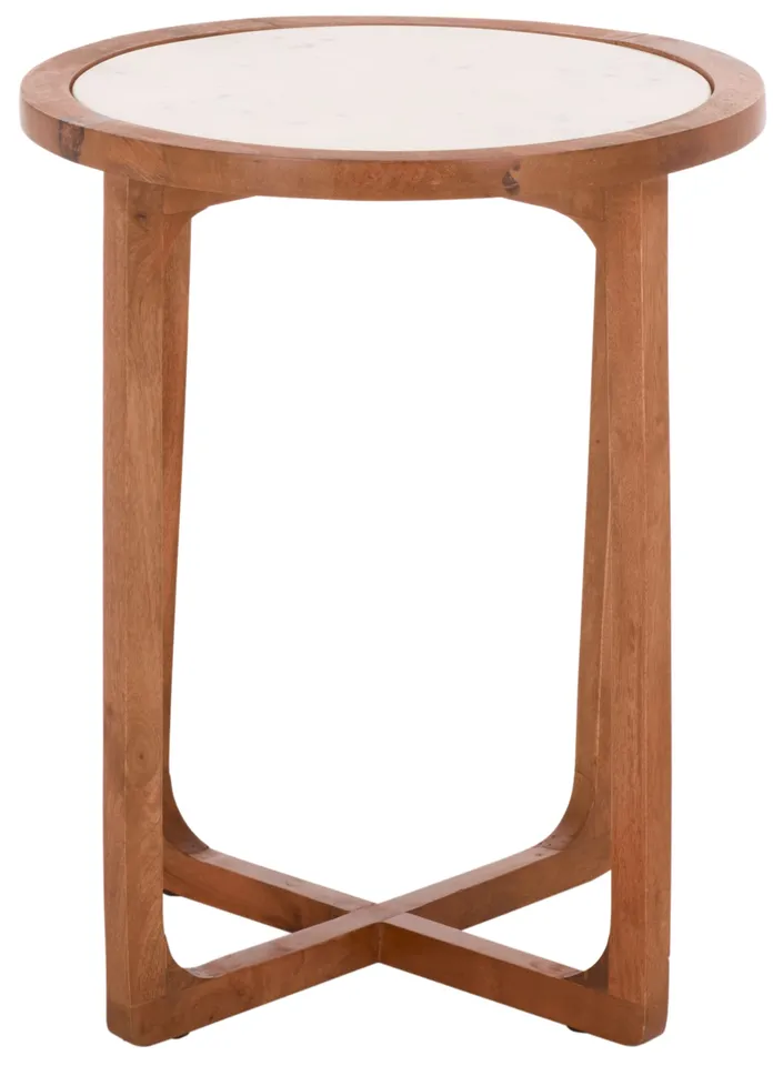 Minori Marble Side Table - Walnut / White