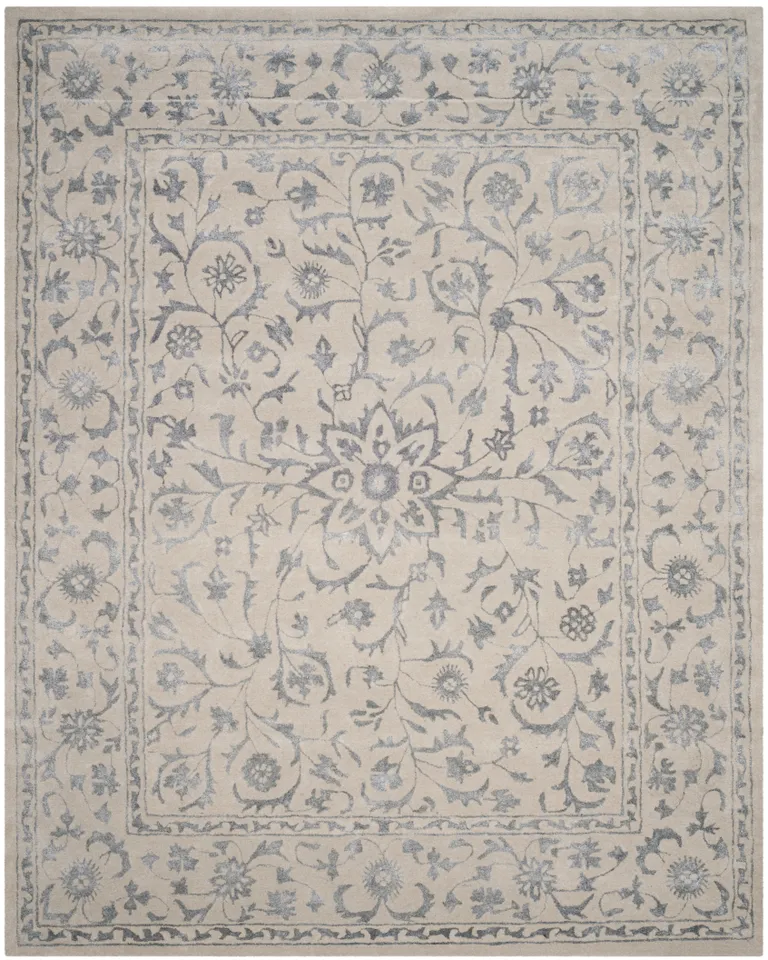 Arlo Home Hand Tufted Area Rug, GLM515A, Silver/Ivory,  8' X 10'