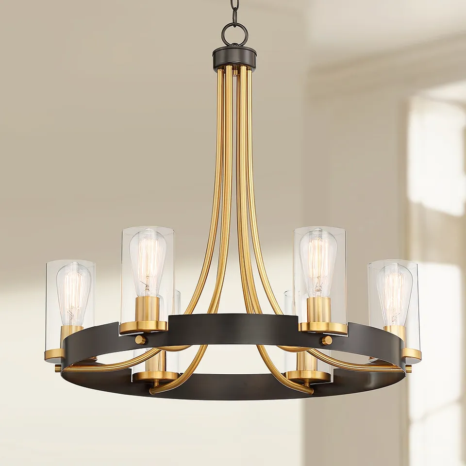 Possini Euro Ferrers 26" Wide Dark Bronze Gold 6-Light Ring Chandelier