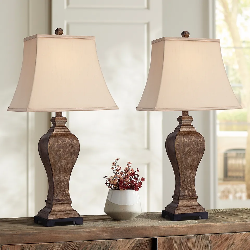 Regency Hill Edgar 29" High Traditional Bronze Table Lamps Set of 2