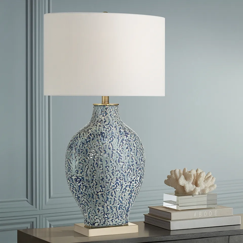 Possini Euro 29 1/2" High Victoria White and Blue Ceramic Table Lamp