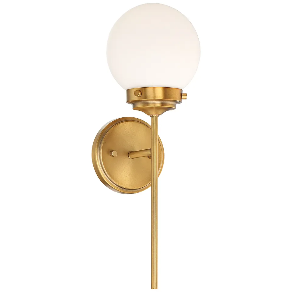 360 Lighting Ayva 18" High Brass and White Glass Wall Sconce