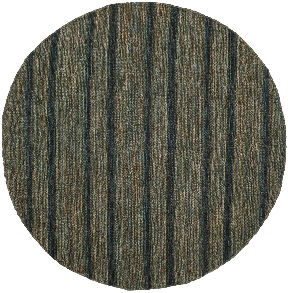 Arlo Home Hand Knotted Area Rug, ORG115A, Blue,  6' X 6' Round