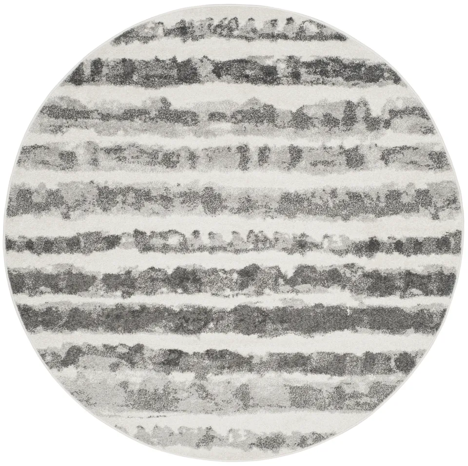 Arlo Home Woven Area Rug, ADR126N, Ivory/Charcoal,  8' X 8' Round