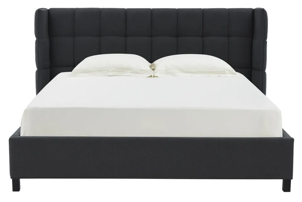 Safavieh Couture Emerson Grid Tufted Bed, Dark Grey, Queen