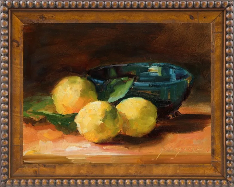 Lemons and Blue Bowl by Georgesse Gomez for Artfully Walls