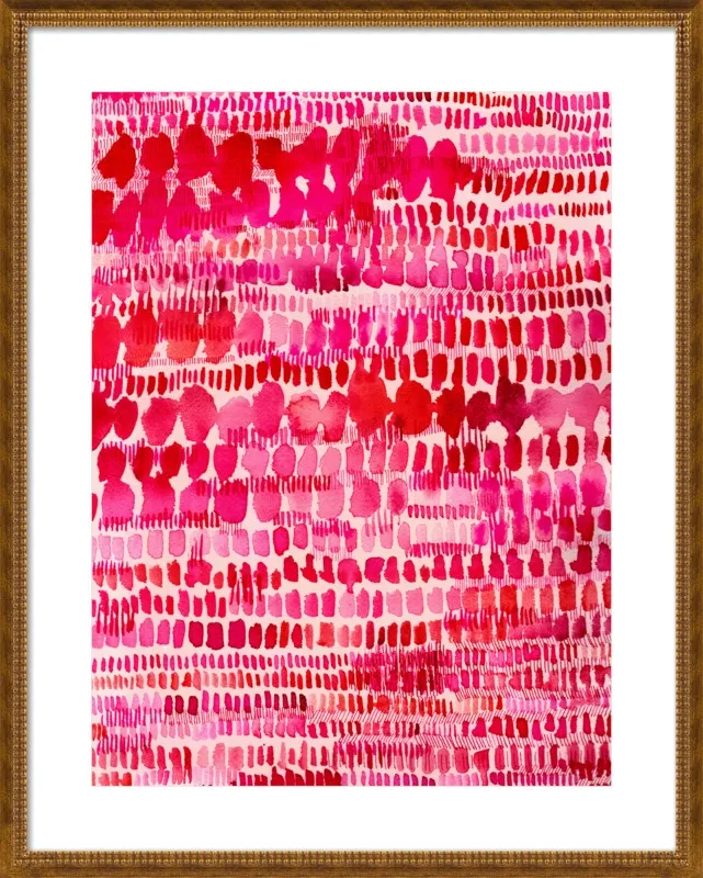 Pink and Red Watercolor Patterns Wall Art  by Paula Mills for Artfully Walls