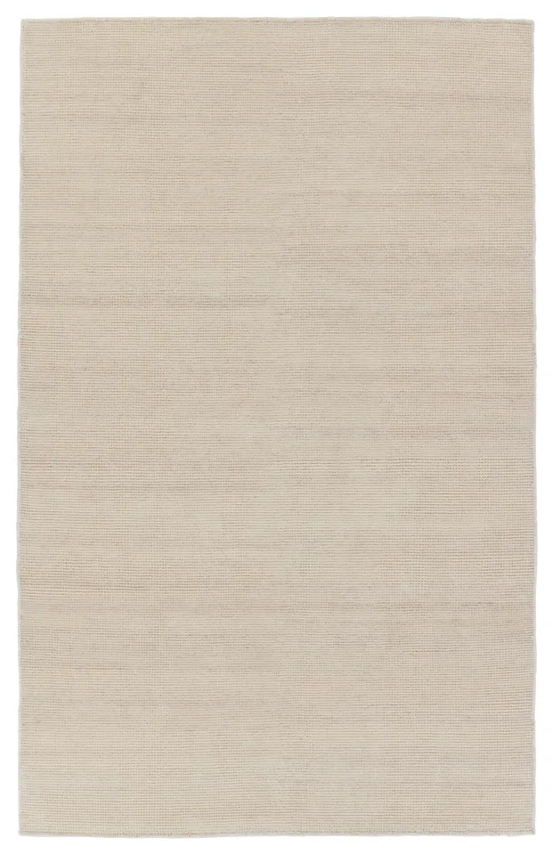 Limon Solid Cream/ Light Brown Area Rug (6'X9')