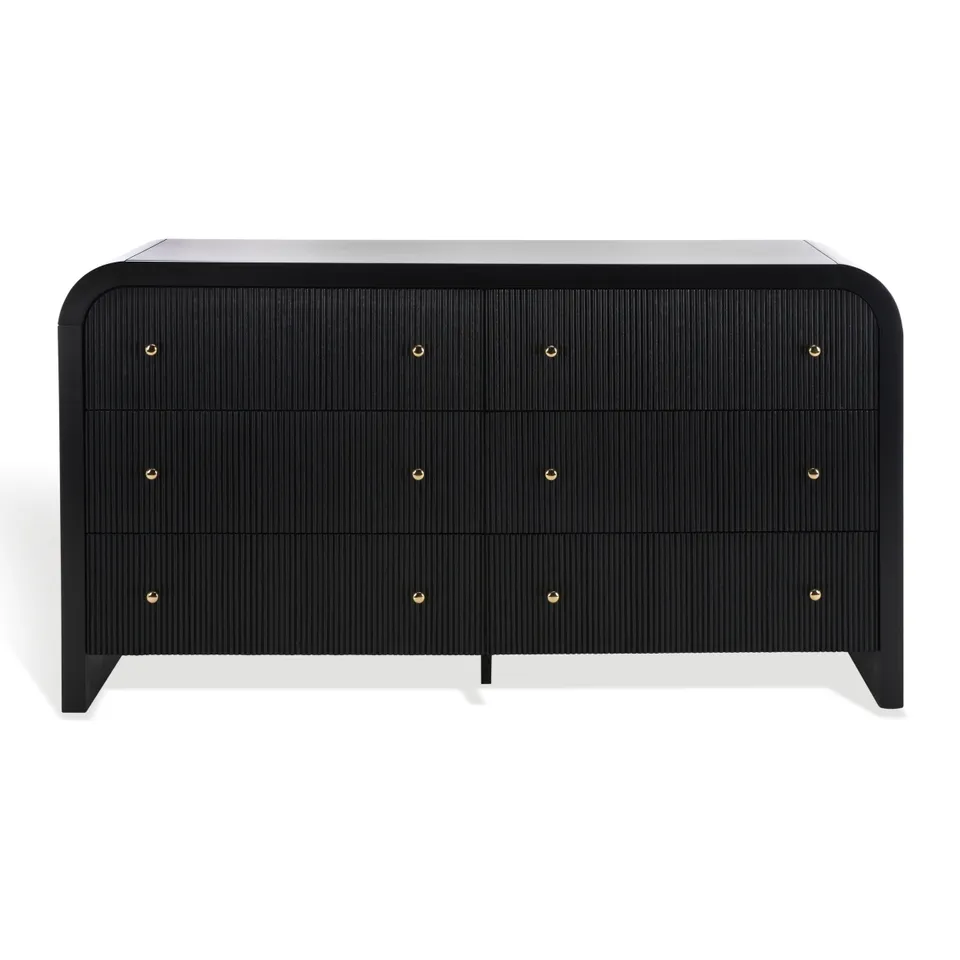 Liabella 6 Drw Curved Dresser - Black/Gold