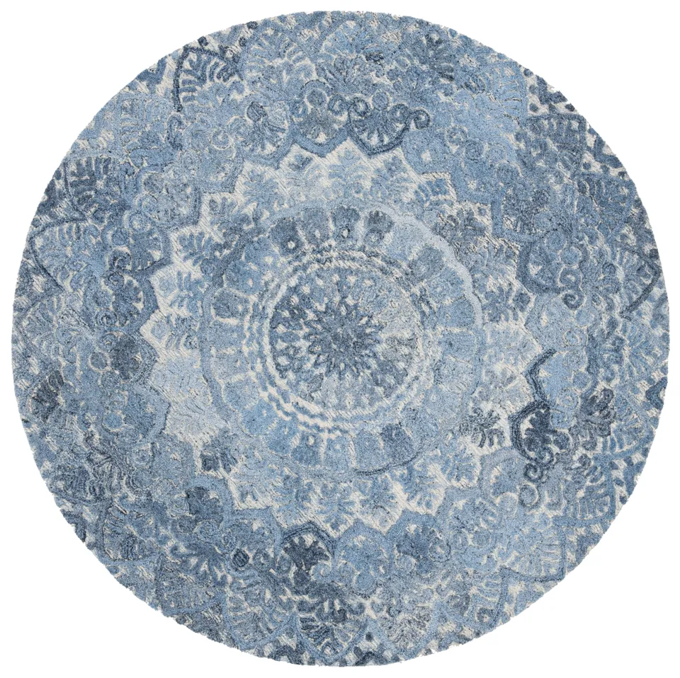 Arlo Home Hand Tufted Area Rug, MRQ110D, Blue/Ivory,  6' X 6' Round