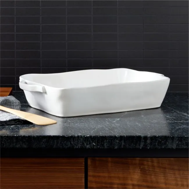 Marin 13.5"x10" White Stoneware Large Baker with Handles