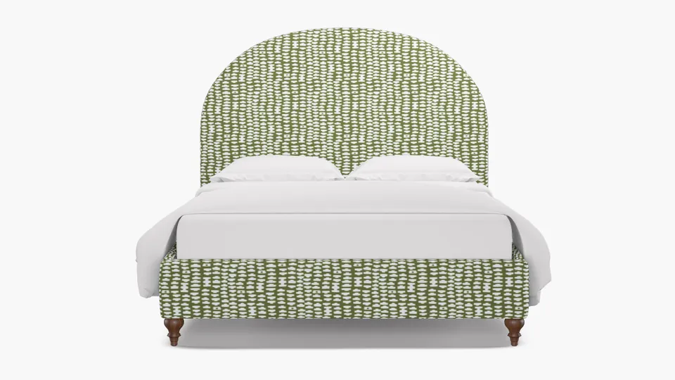 Demilune Bed, Olive Odalisque, Walnut Traditional Turned Leg, King