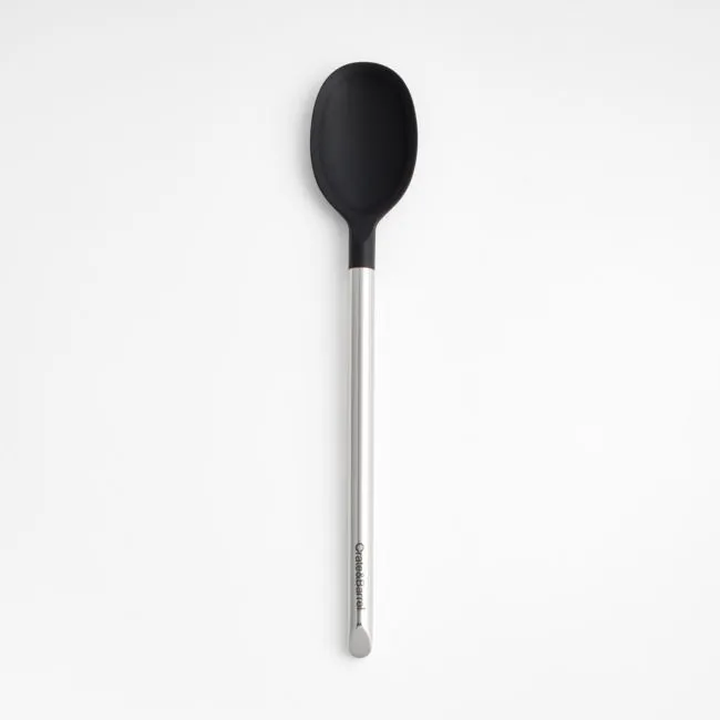 Crate & Barrel Black Silicone and Stainless Steel Spoon