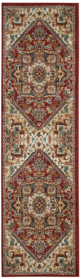 Arlo Home Woven Area Rug, SMT293C, Red/Dark Grey,  2' 3" X 8'