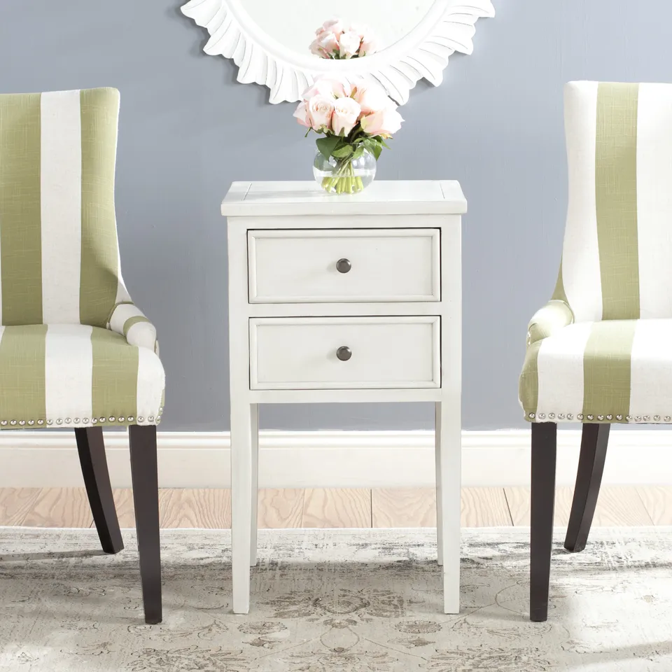 Toby Nightstand With Storage Drawers - Shady White