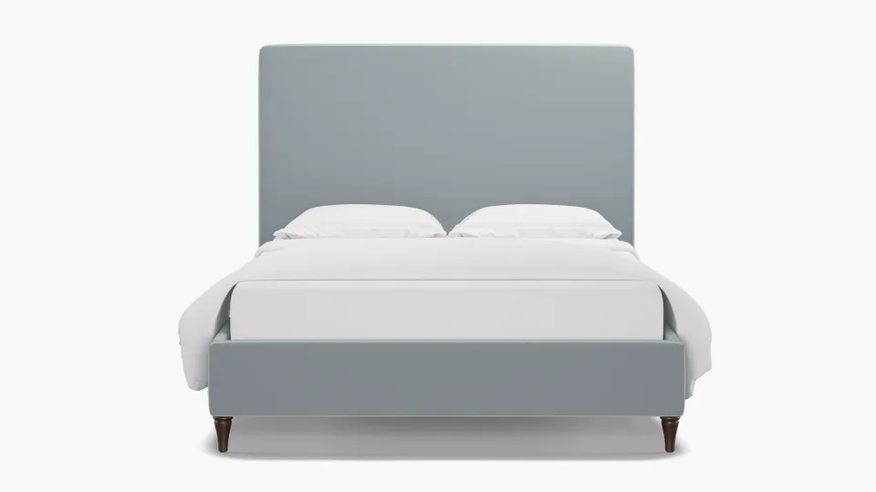 Classic Bed, Sterling Performance Velvet, Espresso Decorative Tapered Leg, King