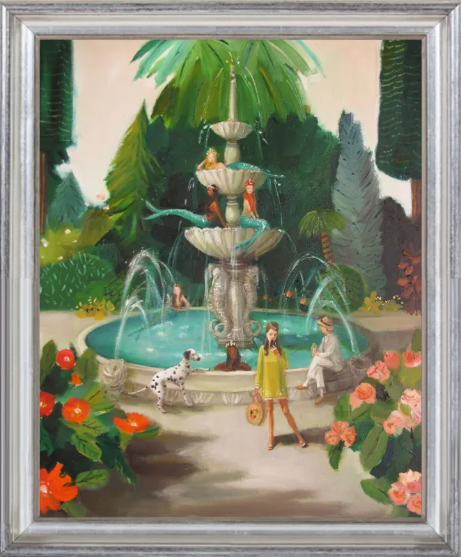 Selfie At The Mermaid Public Fountain by Janet Hill for Artfully Walls