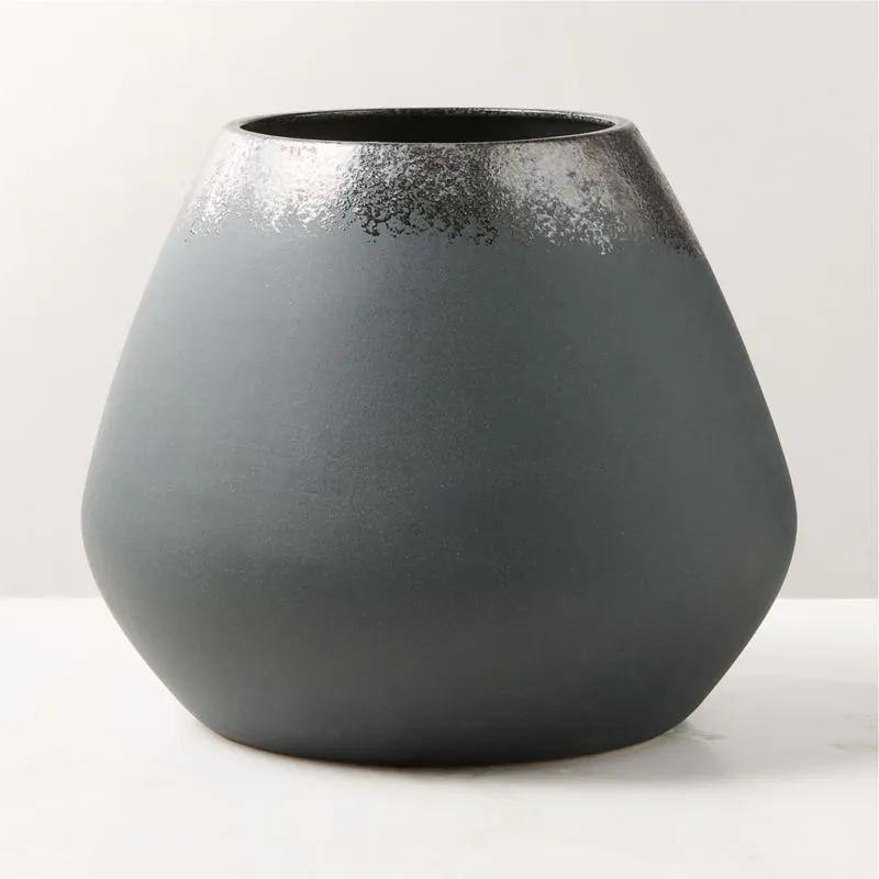 Loures Black Ceramic Vase with Reactive Glaze Small