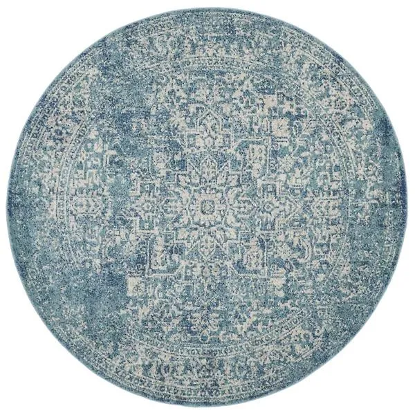 Evermere Distressed Medallion Navy Area Rug