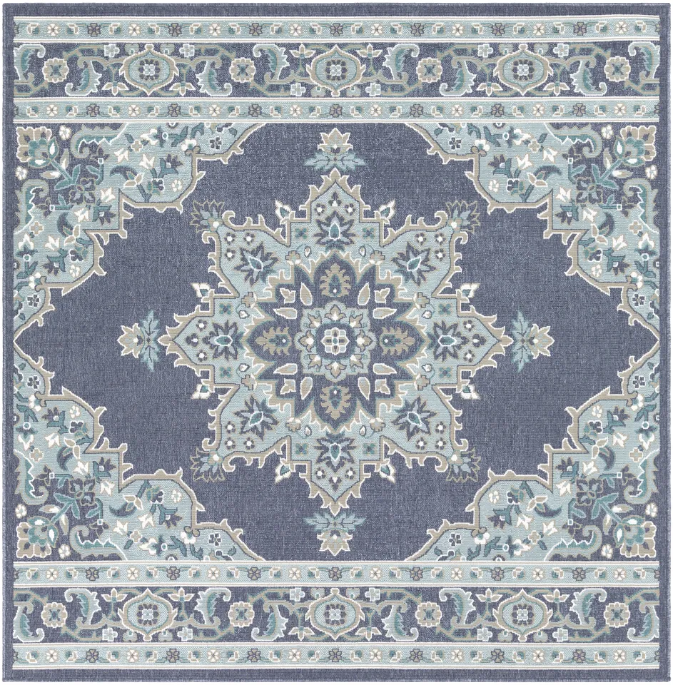 Alfresco Blue Outdoor 8'10" x 8'10" Machine Woven Rug