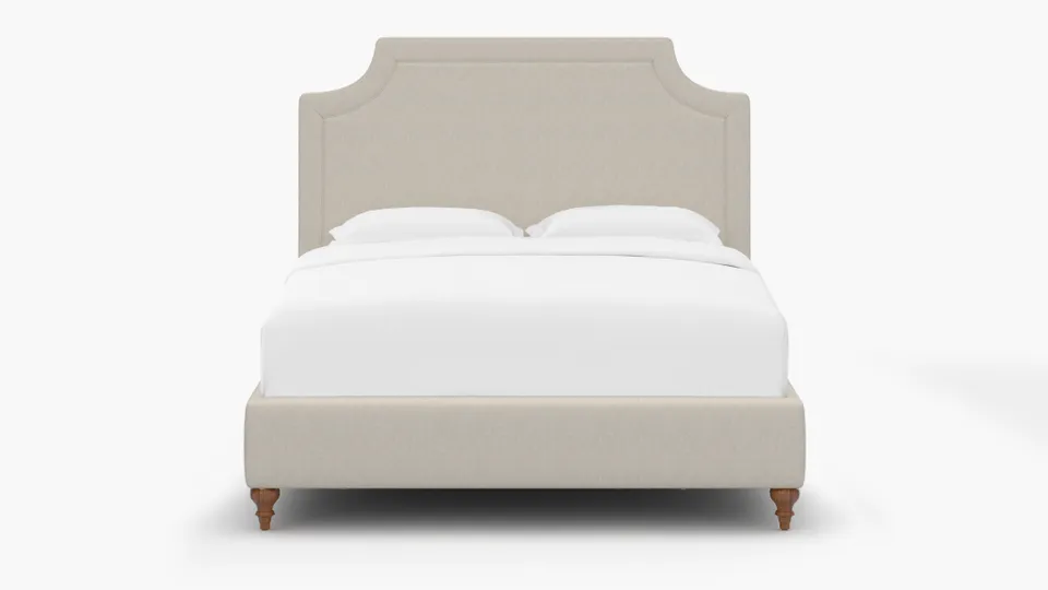 Deco Bed, Talc Everyday Linen, Walnut Traditional Turned Leg, Full