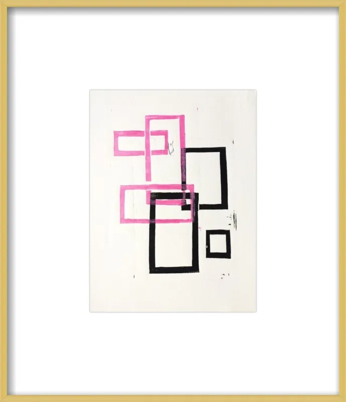 Pink and Black Geometric Squares x2 by Stacy Rajab for Artfully Walls