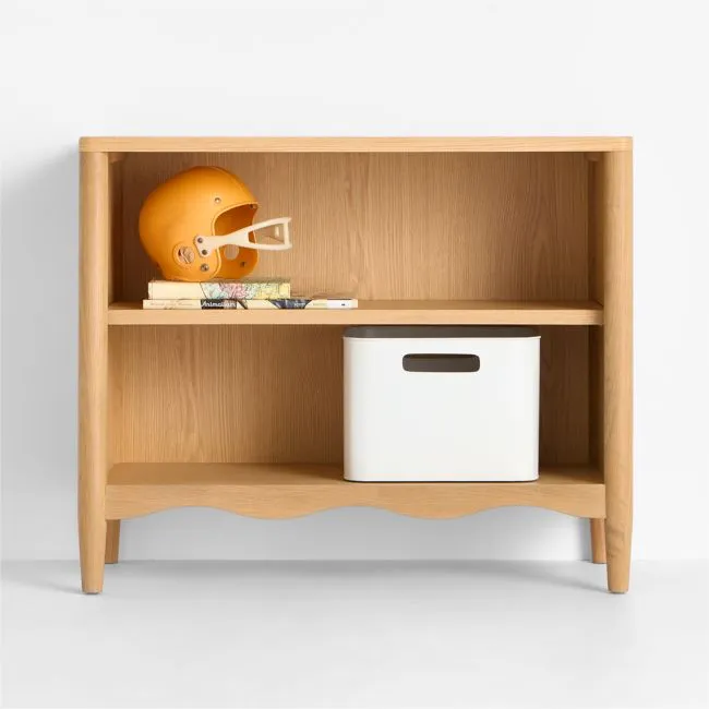 Waveland 38" Natural Oak Wood 2-Shelf Kids Bookcase