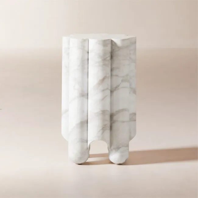 Clemence Carved Marble Tall Side Table by goop