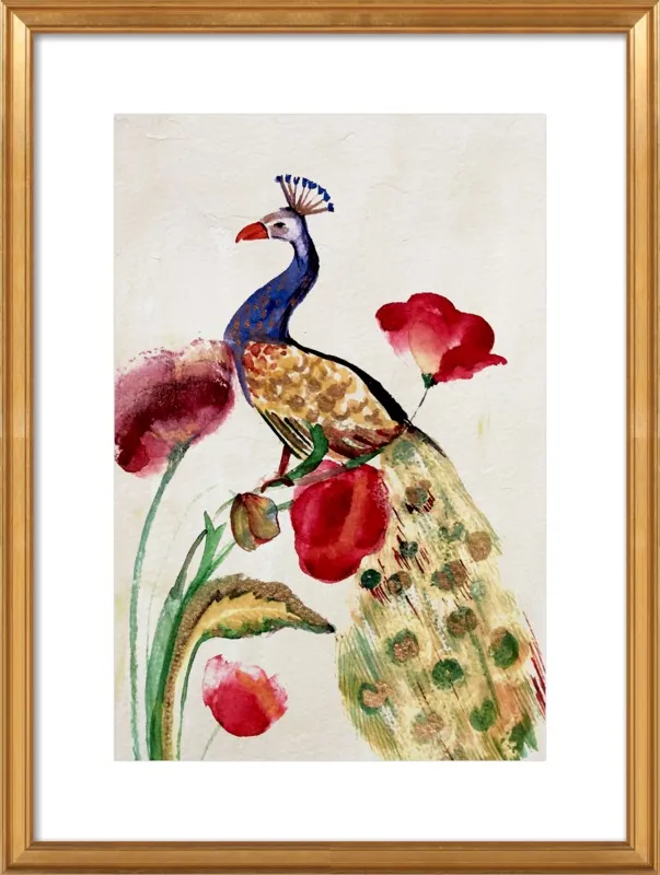 blue gold peacock by Ruti Shaashua for Artfully Walls