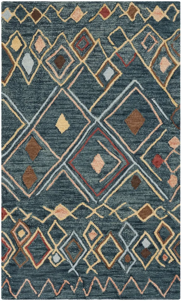 Arlo Home Hand Hooked Area Rug, SZN314A, Dark Blue/Multi,  3' X 5'