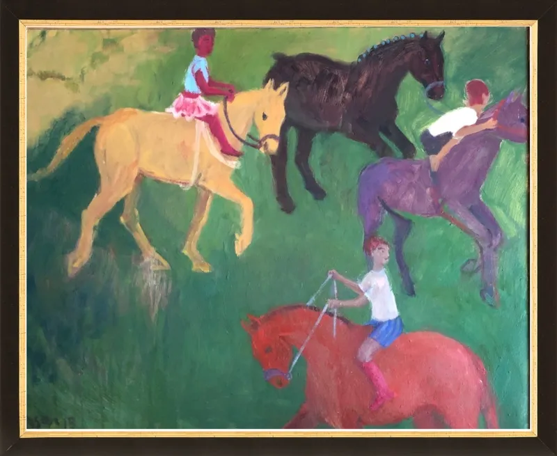 Four Horses, Three Riders by Megan Williamson for Artfully Walls