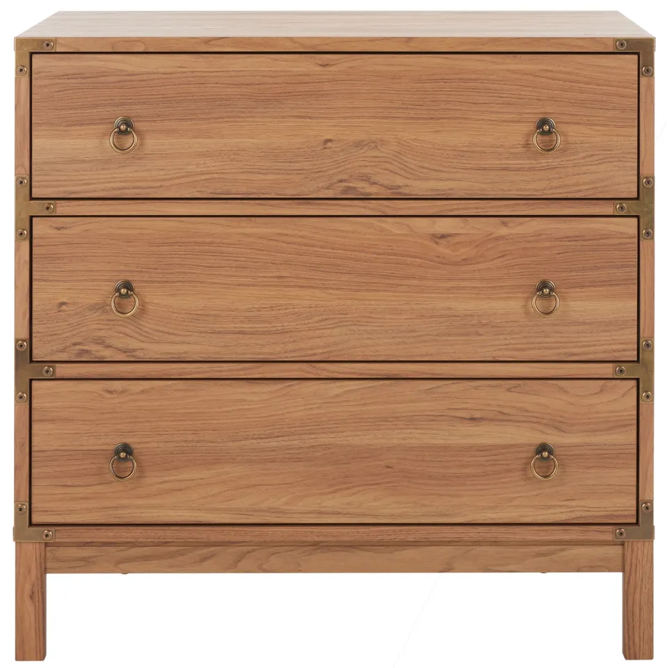 Galio 3 Drawer Chest - Oak / Gold