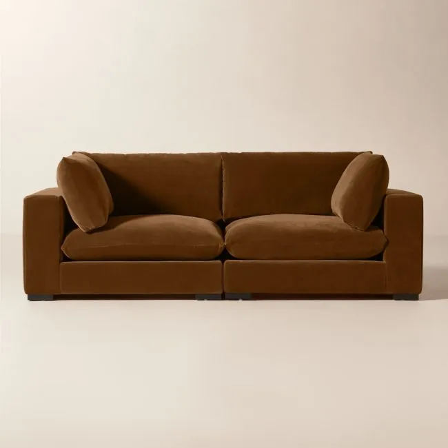 Deseo 2-Piece Praline Brown Performance Velvet Standard Depth Sectional Sofa