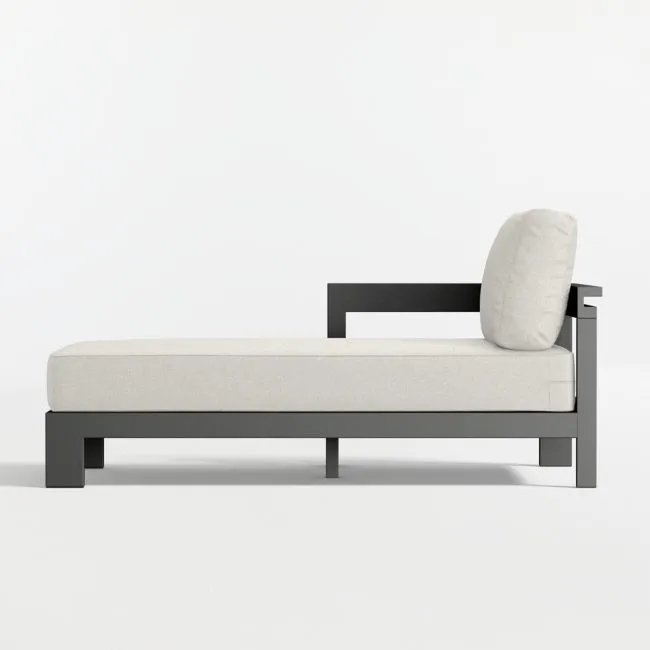 Walker Left-Arm Metal Outdoor Chaise with Canvas Natural Sunbrella ® Cushions