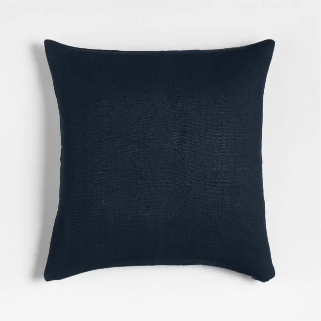 Relaxed Linen 20"x20" Deep Indigo Layering Throw Pillow with Down-Alternative Insert