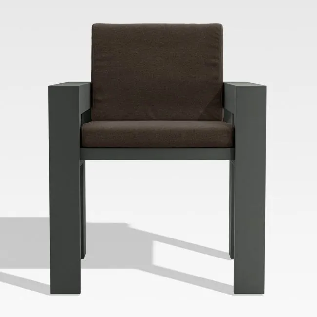 Walker Metal Outdoor Dining Armchair with Canvas Java Brown Sunbrella ® Cushions