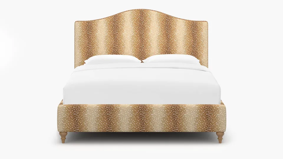 Camelback Bed, Faline, Natural Traditional Turned Leg, Full