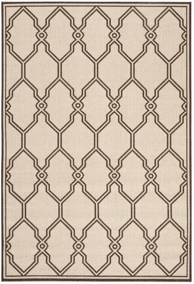 Arlo Home Indoor/Outdoor Woven Area Rug, LND124B, Natural/Brown,  4' X 6'