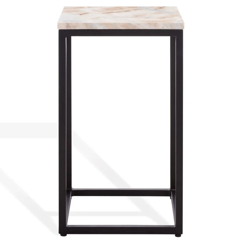 Macklyn Square Marble Top Accent Table - Light Brown / Black