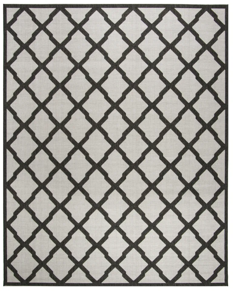 Arlo Home Indoor/Outdoor Woven Area Rug, LND122A, Light Grey/Charcoal,  9' X 12'