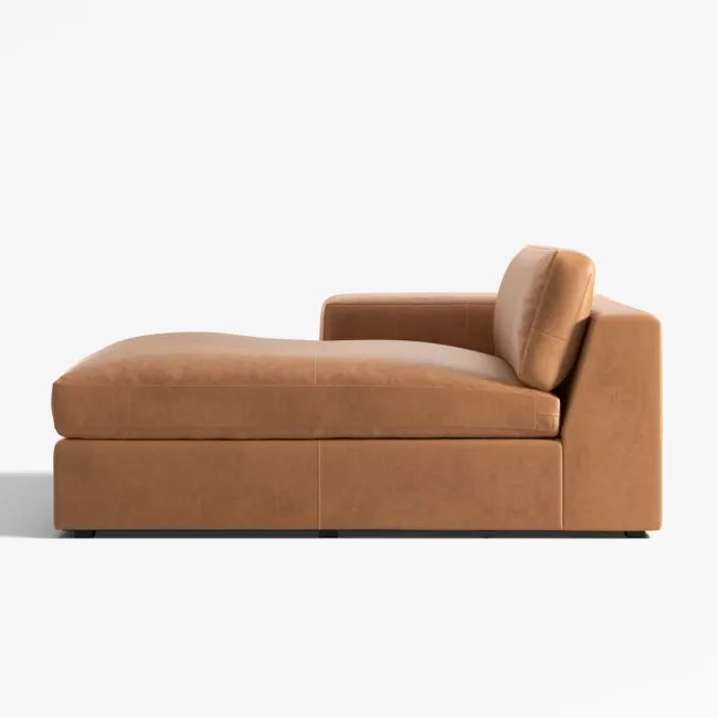 Oceanside Leather Left-Arm Chaise Lounge Sectional Piece