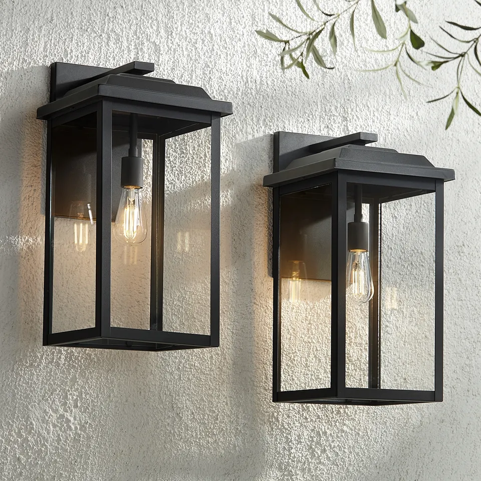 John Timberland Eastcrest 20 1/2" Black Outdoor Wall Lights Set of 2