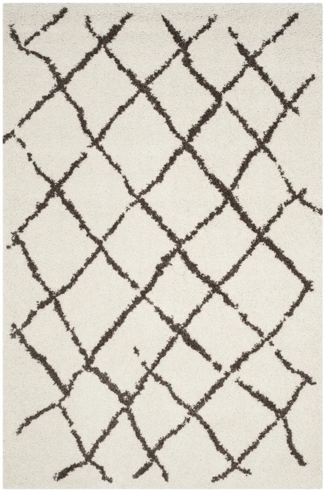 Arlo Home Woven Area Rug, BER162A, Cream/Brown,  4' X 6'