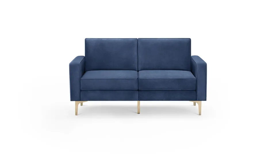 Nomad Velvet Loveseat - Midnight - Performance Velvet / Brass - Metal