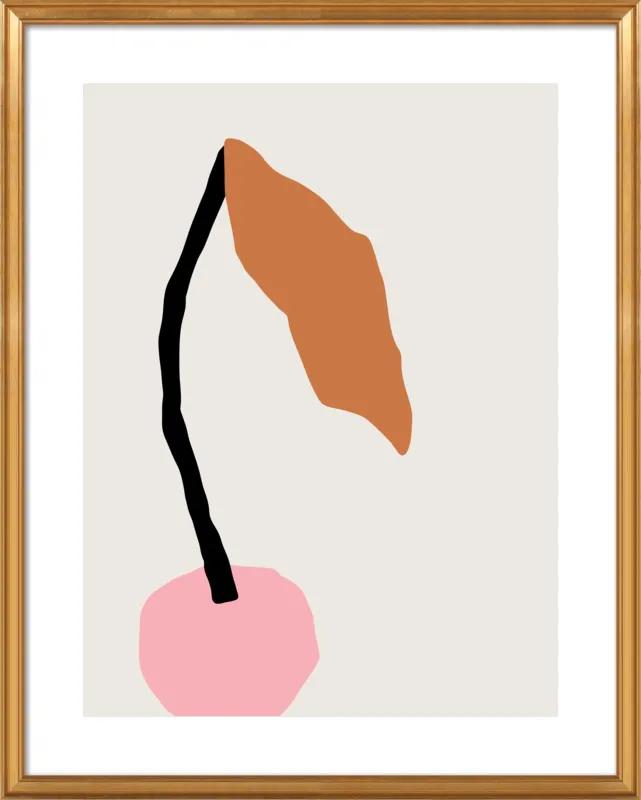 Pink fruit with leaf by Jessica Nielsen for Artfully Walls