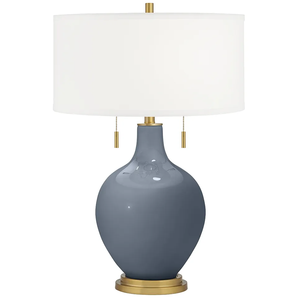 Color Plus Toby Brass 28" High Granite Peak Gray Table Lamp