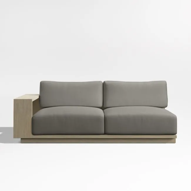 Mallorca 76" Wood Left-Arm Outdoor Sofa with Canvas Charcoal Sunbrella ® Cushions